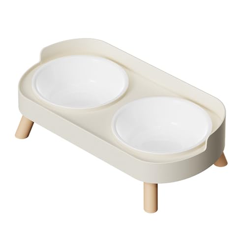 Futternapf für Katzen und Hunde, Doppelfach, erhöhtes Haustierfutter, Wassernapf, einfache Reinigung, Design für kleine Tiere, Doppelnapf, Katzen-Futterspender mit spritzwassergeschütztem Futternapf für Katzen und Hunde, Doppelfach, erhöhtes Haustierfutter, Wassernapf, einfache Reinigung, Design für kleine Tiere, Doppelnapf, Katzen-Futterspender mit spritzwassergeschütztem von HINAYOSAN