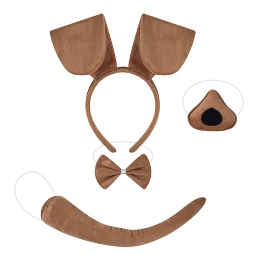 HINAYOSAN Kinder-Hundekostüm-Set mit Hundeohren, Stirnband, Schwanz, Fliege, Nasenrock, Halloween, Tier, Hunde-Outfit, Zubehör für Damen und Mädchen HINAYOSAN Kinder-Hundekostüm-Set mit Hundeohren, Stirnband, Schwanz, Fliege, Nasenrock, Halloween, Tier, Hunde-Outfit, Zubehör für Damen und Mädchen von HINAYOSAN