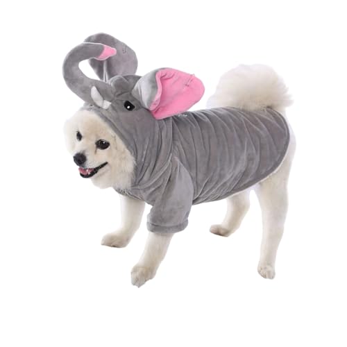 Hunde-Overall mit Elefantenmotiv, weiches Sweatshirt, Haustierkostüm für Partys, Urlaub, Geburtstage, bequem, verstellbar, Baumwolle von HINAYOSAN