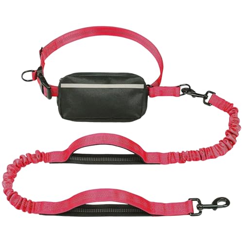 Reißfeste, reflektierende Hundeleine mit elastischer Schnur und praktischer Tasche für große Rassen, Outdoor-Aktivitäten, verstellbare Taillenleine mit Tasche Reißfeste, reflektierende Hundeleine mit elastischer Schnur und praktischer Tasche für große Rassen, Outdoor-Aktivitäten, verstellbare Taillenleine mit Tasche von HINAYOSAN