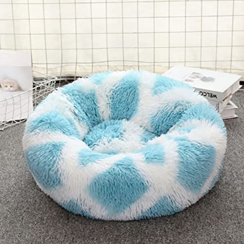 Weiches Plüsch-Haustierbett für Katzen oder kleine Hunde, rundes Bett, wärmend, Herbst, Winter, Innenbereich, rutschfeste Unterseite, 40 cm, wärmende Betten für Hauskatzen von HINAYOSAN