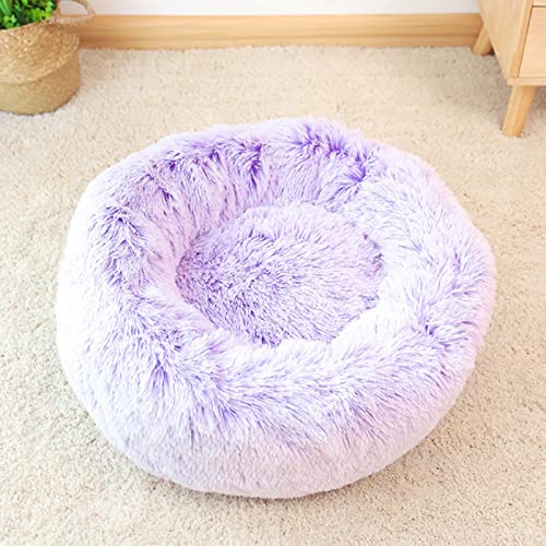 Weiches Plüsch-Haustierbett für Katzen oder kleine Hunde, rundes Bett, wärmend, Herbst, Winter, Innenbereich, rutschfeste Unterseite, 40 cm, wärmende Betten für Hauskatzen von HINAYOSAN