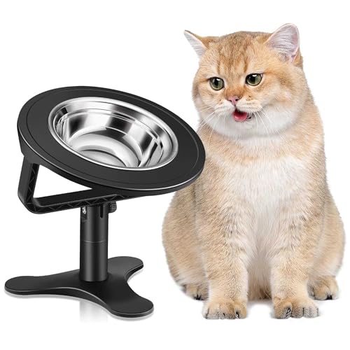 Erhöhte Katzennäpfe, Erhöhte Katzennäpfe für Indoor-Katzen mit höhenverstellbarem Ständer, rutschfeste Edelstahl-Katzennäpfe, 15° geneigte Katzenfutterschalen Erhöhte Katzennäpfe, Erhöhte Katzennäpfe für Indoor-Katzen mit höhenverstellbarem Ständer, rutschfeste Edelstahl-Katzennäpfe, 15° geneigte Katzenfutterschalen von HINNVCL