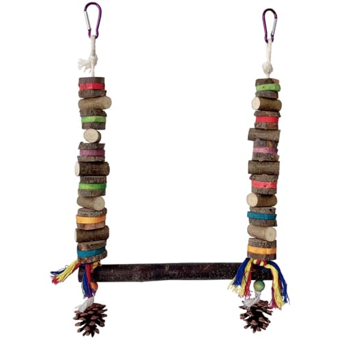 Bunte Papageienschaukel aus Holz, Kauspielzeug mit Kette zum Kauen und Schleifen von Vögeln, Käfig, Unterhaltung, Schaukel, Sitzstange, Spielzeug, Vogel Bunte Papageienschaukel aus Holz, Kauspielzeug mit Kette zum Kauen und Schleifen von Vögeln, Käfig, Unterhaltung, Schaukel, Sitzstange, Spielzeug, Vogel von HIOPOIUYT