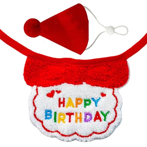 HIOPOIUYT 2pieces Pet Birthday Kostüm Set Mit Schönem Geburtstagslatz Und Für Besondere Veranstaltung Und Themenparty Geting Pet Bandanas von HIOPOIUYT