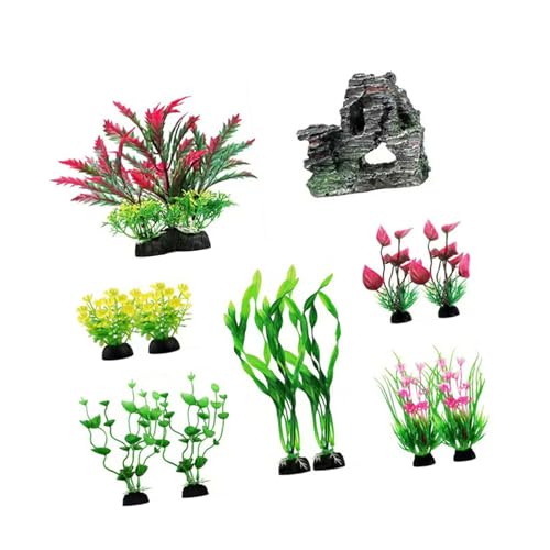 HIOPOIUYT Aquarium Landschaft Gras Aquarien Dekorationen Kunst Terrarium Lebensraum Ornamente Foto Requisiten Aquarium Pflanze Set von HIOPOIUYT