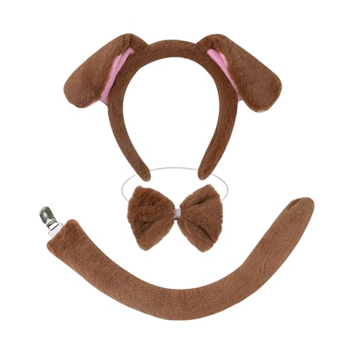 Hunde Rollenspiel Kostüm Set Mit Stirnband Schwanz Bowtie Nasenrock Halloween Hunde Outfit Accessoire Für Kinder von HIOPOIUYT