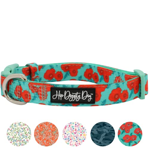 Hip Diggity Dog - Gepolstertes Komfort-Hundehalsband für kleine und große Haustiere - Luxus für Mädchen und Jungen Hunde (Mohn, XL) von HIP DIGGITY DOG
