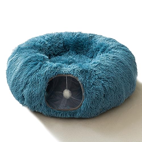HIPIPET Katzentunnel mit Katzenbett für Hauskatzen (blau) von HIPIPET