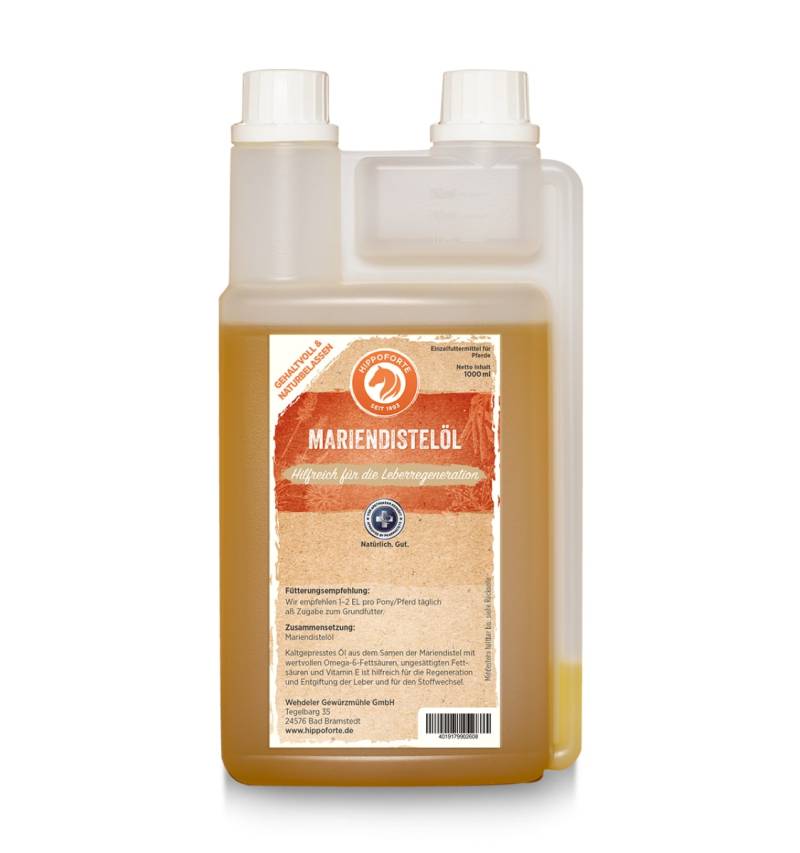 Hippoforte Mariendistel-Öl 1L Kaltgepresstes Öl mit Omega-6-Fettsäuren Hippoforte Mariendistel-Öl 1L Kaltgepresstes Öl mit Omega-6-Fettsäuren von HIPPOFORTE