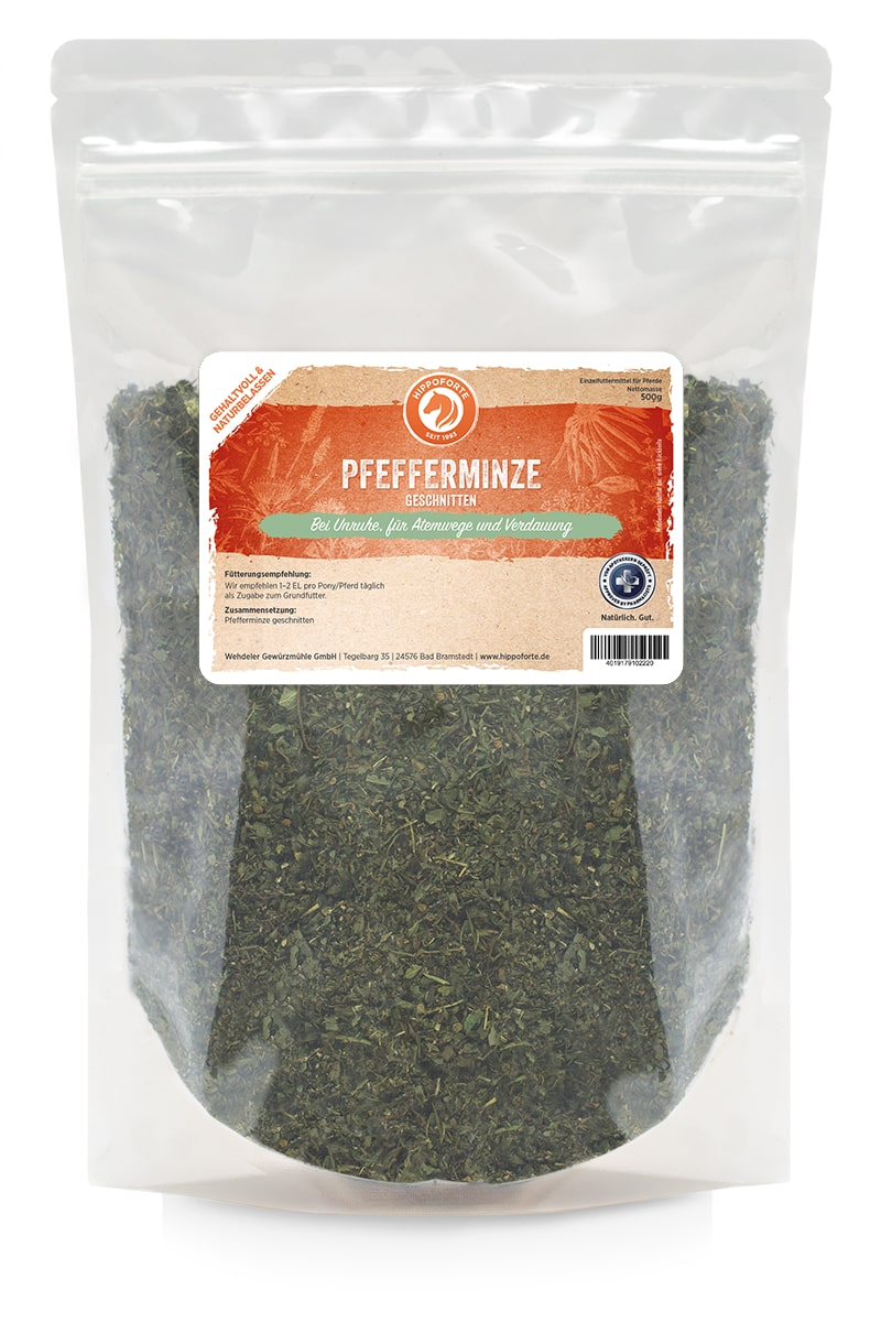 Hippoforte Pfefferminze geschnitten 0,5kg Kräuterergänzung für Verdauung & Atemwege Hippoforte Pfefferminze geschnitten 0,5kg Kräuterergänzung für Verdauung & Atemwege von HIPPOFORTE