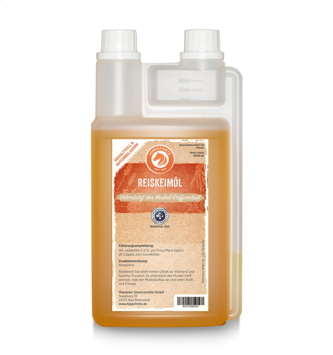 Hippoforte Reiskeimöl 1L Energiereiches Öl mit Vitamin E Hippoforte Reiskeimöl 1L Energiereiches Öl mit Vitamin E von HIPPOFORTE