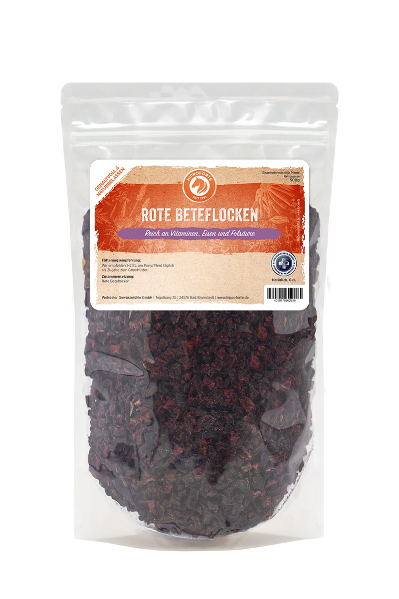 Hippoforte Rote Beteflocken 0,5 kg Schmackhafte Flocken mit Eisen & Folsäure Hippoforte Rote Beteflocken 0,5 kg Schmackhafte Flocken mit Eisen & Folsäure von HIPPOFORTE