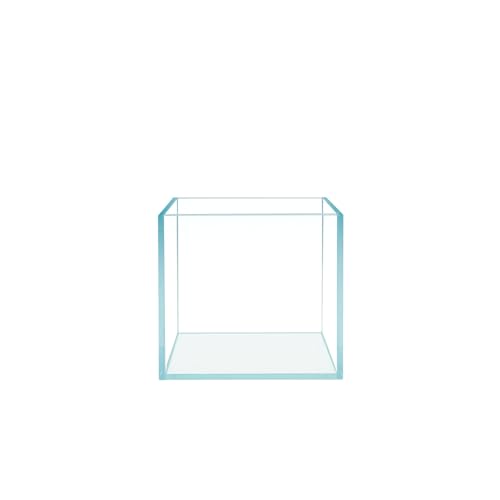 HIRO Aquatics Cube randloses, rahmenloses, extra klares Aquarium, eisenarmer Glasbehälter, 5 mm Glas, weiße Nivelliermatte im Lieferumfang enthalten, mit Deckel-Optionen (kein Deckel im Lieferumfang von HIRO AQUATICS