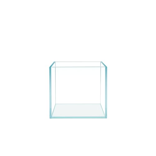 HIRO Aquatics Cube randloses, rahmenloses, extra klares Aquarium, eisenarmer Glasbehälter, 5 mm Glas, weiße Nivelliermatte im Lieferumfang enthalten, mit Deckel-Optionen (kein Deckel im Lieferumfang von HIRO AQUATICS
