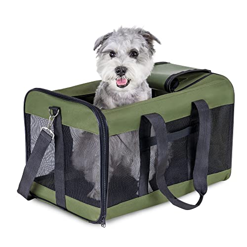 HITSLAM hundebox Faltbar Hundetransportbox Katzentransportbox Katzenbox Transportbox katzentasche für Hund, Katzen, Airline Zugelassen, Reisefreundliche Transporttasche (L) von HITSLAM