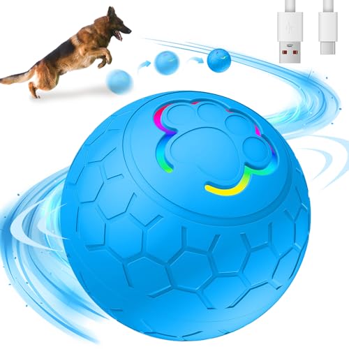 HIULLEN Interaktives Hunde Ball Spielzeug, Strapazierfähiger Automatisch Rollender Ball, Interaktives Hundespielzeug Ball mit LED-Leuchten USB Wiederaufladbar für Welpen/Kleine/Mittlere Hunde HIULLEN Interaktives Hunde Ball Spielzeug, Strapazierfähiger Automatisch Rollender Ball, Interaktives Hundespielzeug Ball mit LED-Leuchten USB Wiederaufladbar für Welpen/Kleine/Mittlere Hunde von HIULLEN