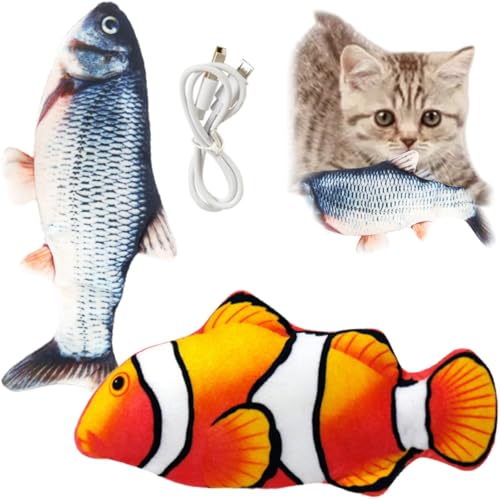 2 x Schlenker-Fisch-Katzenspielzeug, bewegliches Katzenspielzeug, interaktives Katzenspielzeug, realistisches Plüsch-Simulations-Fischspielzeug für Katzen, waschbare Katzenminze, Katzenspielzeug für 2 x Schlenker-Fisch-Katzenspielzeug, bewegliches Katzenspielzeug, interaktives Katzenspielzeug, realistisches Plüsch-Simulations-Fischspielzeug für Katzen, waschbare Katzenminze, Katzenspielzeug für von HIVETZ