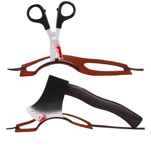 HIXNUG Blutiges Halloween-Kostüm, Haustier-Stirnband, gruselige Axt, Kopfschmuck, Welpen, Trick-Requisite, Zubehör für Cosplay-Party, 2 Stück HIXNUG Blutiges Halloween-Kostüm, Haustier-Stirnband, gruselige Axt, Kopfschmuck, Welpen, Trick-Requisite, Zubehör für Cosplay-Party, 2 Stück von HIXNUG