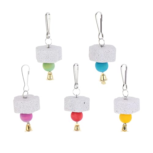HIXNUG Kauspielzeug für Papageien, Vogelzähne, Kauspielzeug mit Glocke, für Wellensittiche, Nymphensittiche, Papageien, Sittiche, 5 Stück HIXNUG Kauspielzeug für Papageien, Vogelzähne, Kauspielzeug mit Glocke, für Wellensittiche, Nymphensittiche, Papageien, Sittiche, 5 Stück von HIXNUG