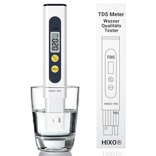 HIXO 1x TDS Messgerät (ppm) TDS-Meter mit Titan-Sonde –Wassertester – Wasserqualität für Trinkwasser, Osmose, Aquarium, Hydroponik, Pool & Brunnen prüfen von HIXO