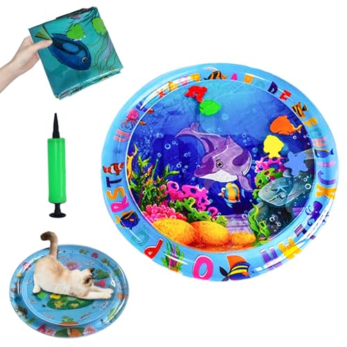 HItianya Aquanap für Katzen, Wassermatte Katzen Kratzfest, Katzen Spiel- und KüHlmatte, Wassersensor Spielmatte Katzen, Leicht Aufzublasen und Mit Wasser zu BefüLlen, für Den Sommer (B) von HItianya