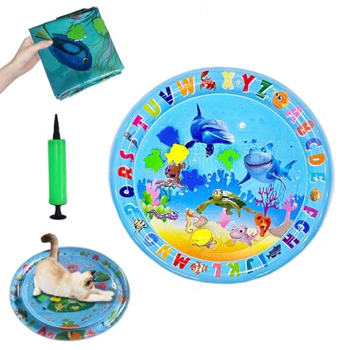 HItianya Aquanap für Katzen, Wassermatte Katzen Kratzfest, Katzen Spiel- und KüHlmatte, Wassersensor Spielmatte Katzen, Leicht Aufzublasen und Mit Wasser zu BefüLlen, für Den Sommer (D) von HItianya