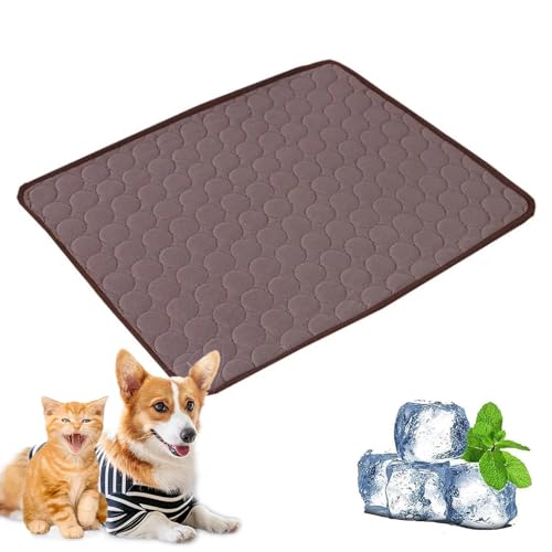 HItianya Cooling Mat Dog, Double-Sided Available Kühlmatte Hund, Washable Soft Kennel Pads, Foldable Cooling Mat, Dogs, Cats for Summer (Brown, XXL) von HItianya