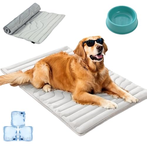 HItianya Pfotenchill - Die Innovative Kühlmatte Für Hunde, KüHlmatte Hund SelbstküHlend, Waschbar KüHldecke für Hunde, Faltbare Sommer-Haustiermatte, Wendbar für Ganzjährigen Komfort (Grau, L) von HItianya