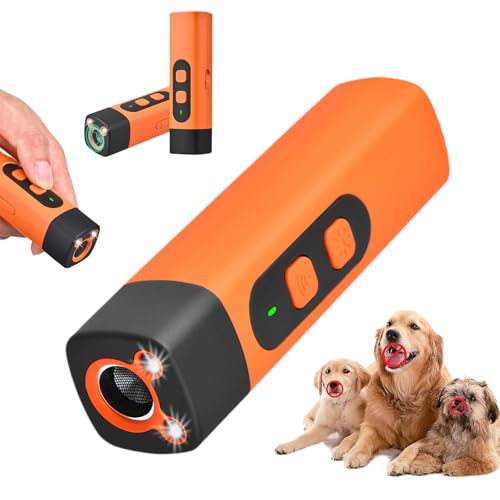 HItianya Ruhemeister Pro Hund, Bellschutz für Hunde, BellSchutz - Hundefreundliches Anti-Bell Ultraschall Gerät, Dreistufige Einstellung, mit Taschenlampe (Orange) von HItianya