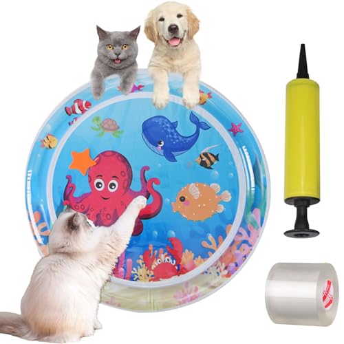 HItianya Wassermatte Katzen, Katzen Spiel und KüHl Wassermatte, Spiel Und KüHlmatte Katze, KüHlmatte Katze mit Spielen, KüHlmatte Katzen Wassermatte, mit Inflator und Reparaturset (A) von HItianya