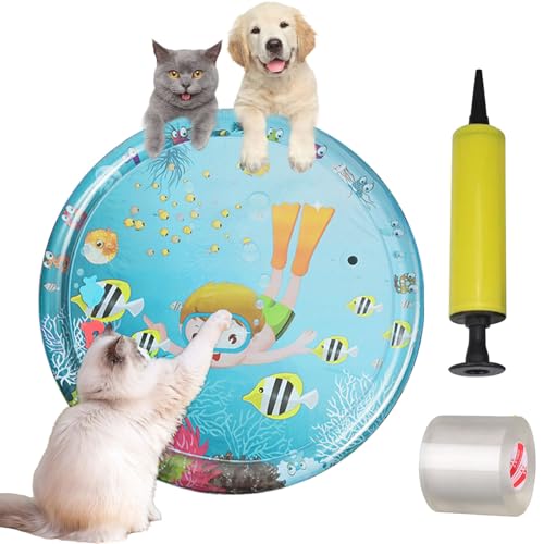 HItianya Wassermatte Katzen, Katzen Spiel und KüHl Wassermatte, Spiel Und KüHlmatte Katze, KüHlmatte Katze mit Spielen, KüHlmatte Katzen Wassermatte, mit Inflator und Reparaturset (C) von HItianya