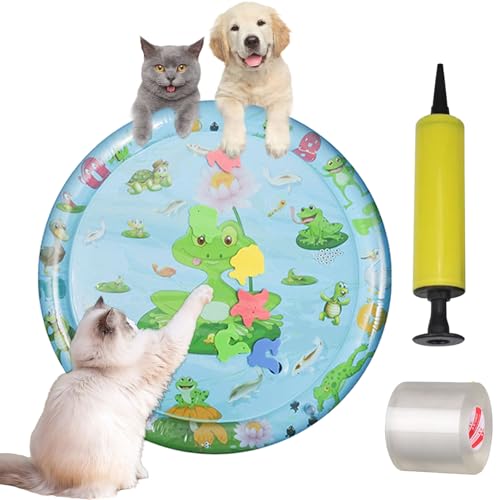 HItianya Wassermatte Katzen, Katzen Spiel und KüHl Wassermatte, Spiel Und KüHlmatte Katze, KüHlmatte Katze mit Spielen, KüHlmatte Katzen Wassermatte, mit Inflator und Reparaturset (E) von HItianya