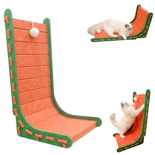 Mellowkin Cat Scratcher Felt, Dreieckiges Vertikales Kratzbrett aus Filz, Mellowkin Katzenspielzeug, Strapazierfähiges, Fusselfreies Kratzbrett aus Filz für Wohnungskatzen (L-förmig, orange) von HItianya