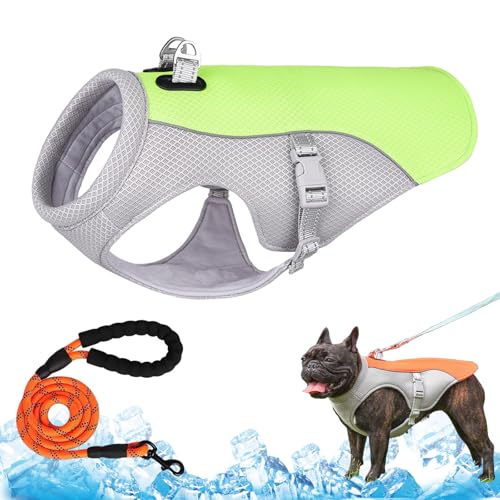 Monelia KüHlweste Hund, Monelia KüHlweste - Der Hitzeschutz füR Deinen Hund, KüHlhalsband füR Hunde, Verstellbar, KüHlweste füR Hunde füR Kleine Mittlere und Große (Grün, L) von HItianya
