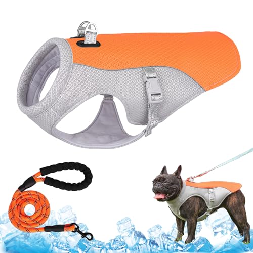 Monelia KüHlweste Hund, Monelia KüHlweste - Der Hitzeschutz füR Deinen Hund, KüHlhalsband füR Hunde, Verstellbar, KüHlweste füR Hunde füR Kleine Mittlere und Große (Orange, M) von HItianya