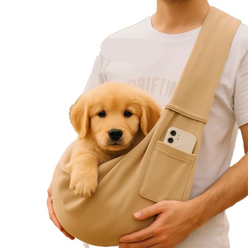 Myneera Snugglesling - Für Müde Pfoten, Hundetragetasche für Kleine Hunde/Haustiere bis 7.5 kg, Hunde Taschen für Sicheren Transport, Hundetragetasche Outdoor für Spaziergänge im Freien (Beige) von HItianya