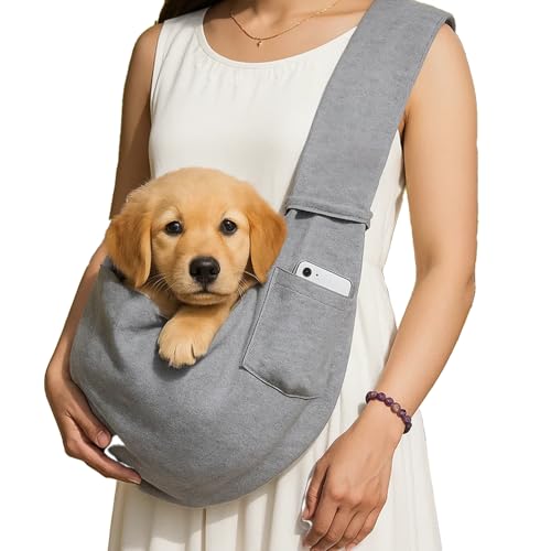 Myneera Snugglesling - Für Müde Pfoten, Hundetragetasche für Kleine Hunde/Haustiere bis 7.5 kg, Hunde Taschen für Sicheren Transport, Hundetragetasche Outdoor für Spaziergänge im Freien (Grau) von HItianya
