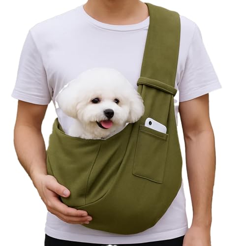 Myneera Snugglesling - Für Müde Pfoten, Hundetragetasche für Kleine Hunde/Haustiere bis 7.5 kg, Hunde Taschen für Sicheren Transport, Hundetragetasche Outdoor für Spaziergänge im Freien (Khaki) von HItianya