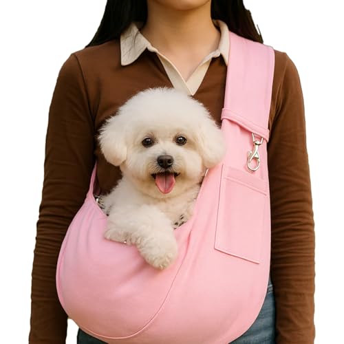 Myneera Snugglesling - Für Müde Pfoten, Hundetragetasche für Kleine Hunde/Haustiere bis 7.5 kg, Hunde Taschen für Sicheren Transport, Hundetragetasche Outdoor für Spaziergänge im Freien (Rosa) von HItianya