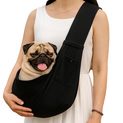 Myneera Snugglesling - Für Müde Pfoten, Hundetragetasche für Kleine Hunde/Haustiere bis 7.5 kg, Hunde Taschen für Sicheren Transport, Hundetragetasche Outdoor für Spaziergänge im Freien (Schwarz) von HItianya