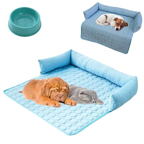 Pelsbarn HeatRelief Cooling Dog Bed, Pelzbarn KüHlendes Sofabett, Pelsbarn-Betten Hund KüHl, KüHlbett füR Hunde, Halten Sie Ihr Pelziges Baby KüHler und Komfortabler (Blau, 70 * 70cm) von HItianya