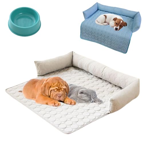 Pelsbarn HeatRelief Cooling Dog Bed, Pelzbarn KüHlendes Sofabett, Pelsbarn-Betten Hund KüHl, KüHlbett füR Hunde, Halten Sie Ihr Pelziges Baby KüHler und Komfortabler (Grau, 90 * 90cm) von HItianya