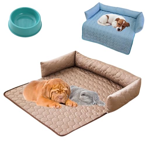Pelsbarn HeatRelief Cooling Dog Bed, Pelzbarn KüHlendes Sofabett, Pelsbarn-Betten Hund KüHl, KüHlbett füR Hunde, Halten Sie Ihr Pelziges Baby KüHler und Komfortabler (Kaffeebraun, 70 * 70cm) von HItianya