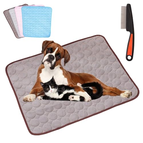 Pfotenfrost Matte, KüHlmatte Hund SelbstküHlend, PfotenFrost Kühlmatte, Waschbar KüHldecke für Hunde, KüHlende Hundedecke für Kleine Grosse Hunde, Zuhause, Auto und Outdoor (Braun, 40 * 30cm) von HItianya