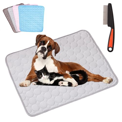 Pfotenfrost Matte, KüHlmatte Hund SelbstküHlend, PfotenFrost Kühlmatte, Waschbar KüHldecke für Hunde, KüHlende Hundedecke für Kleine Grosse Hunde, Zuhause, Auto und Outdoor (Grau, 100 * 75cm) von HItianya