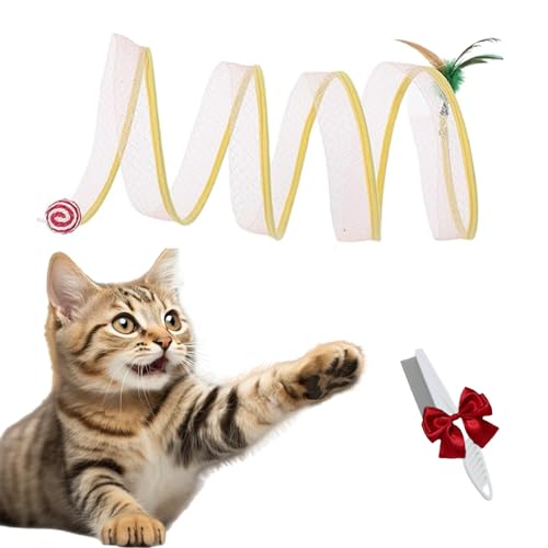 Tier-Herzen-Interaktives Katzen Spiralspielzeug, Katzenspielzeug Tunnel, S-Typ Katzentunnel Spielzeug, Selbstspielendes Katzenjagd-Spiraltunnelspielzeug für Katzen (A) von HItianya