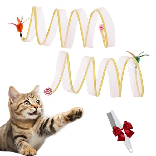 Tier-Herzen-Interaktives Katzen Spiralspielzeug, Katzenspielzeug Tunnel, S-Typ Katzentunnel Spielzeug, Selbstspielendes Katzenjagd-Spiraltunnelspielzeug für Katzen (A+B) von HItianya