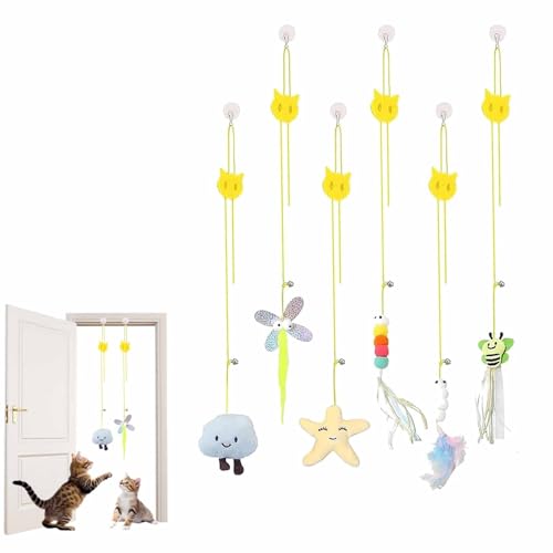 6 Stück Hängendes Katzenspielzeug,Kitten Zubehör,Katzenspielzeug Türrahmen,Selbstbeschäftigung Hängendes Türrahmen,Einstellbare Interaktives Spielzeug,Hanging Spielzeuge,für Katzen Andere Haustiere von HJDJBD