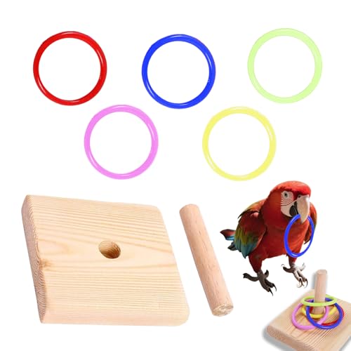 HJDJBD Vogel-Intelligence-Trainings-Spielzeug Aus Holz,Wellensittich Spielzeug,Vogelspielzeug,Buntes Stapelring,Spielplatz Blöcke,Drehspielzeug,für Wellensittiche Und Anderen Ziervögeln Zu Wecken. von HJDJBD